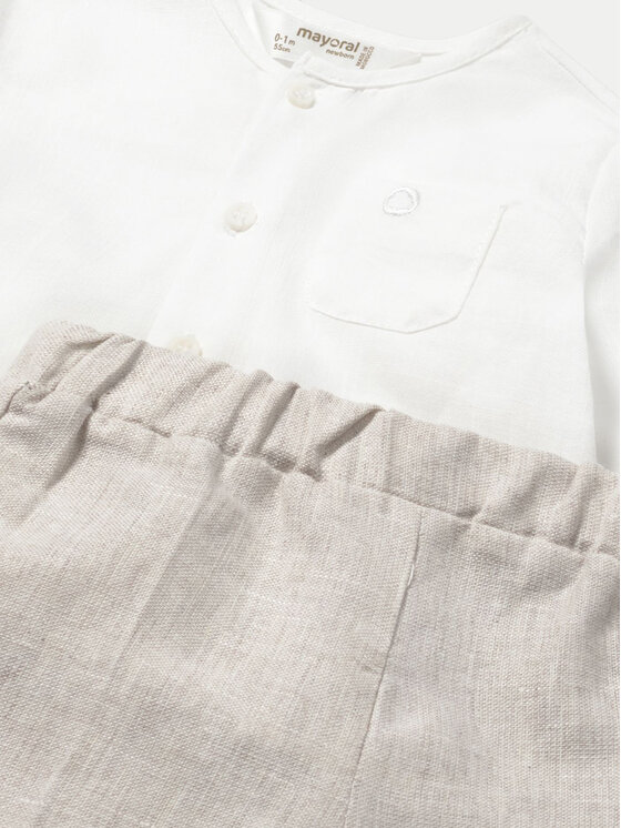 Mayoral Mayoral Completo camicia e pantaloni di tessuto 1564 Beige Regular Fit