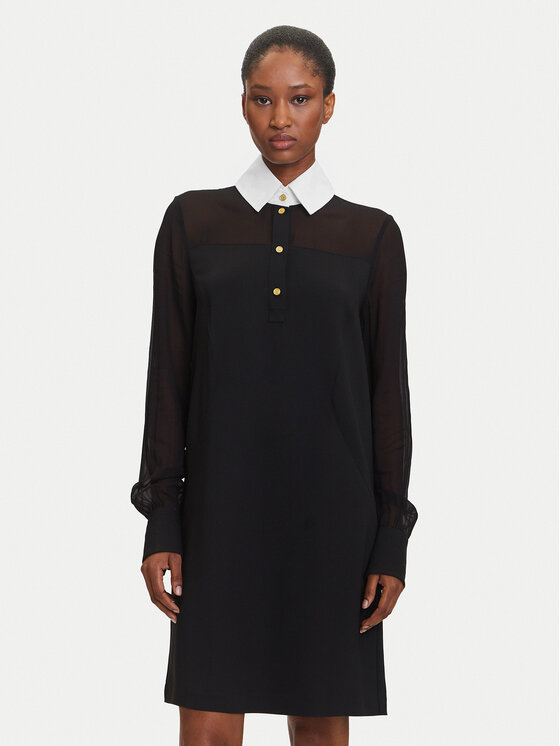 KARL LAGERFELD KARL LAGERFELD Rochie tip cămașă A3W13020 Negru Regular Fit