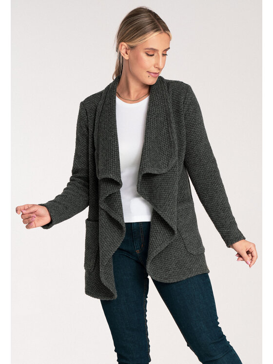 FIGL FIGL Kardigán M1043 Sivá Loose Fit