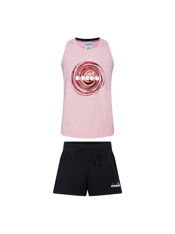 Diadora Diadora Komplet t-shirt i spodenki DIADORA JG. SET SL TWISTER Różowy Regular Fit