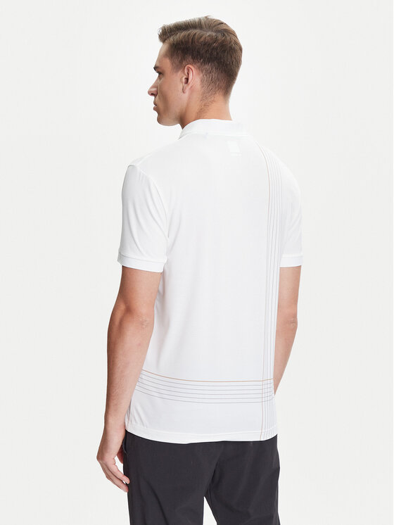BOSS BOSS Polo majica Check 50545692 Bela Slim Fit