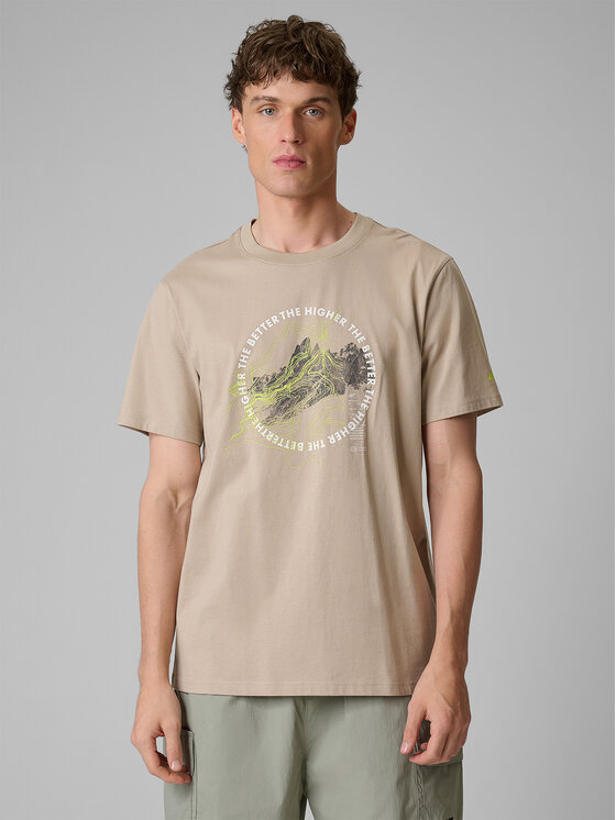 4F 4F T-Shirt TREKKING Beżowy Regular Fit