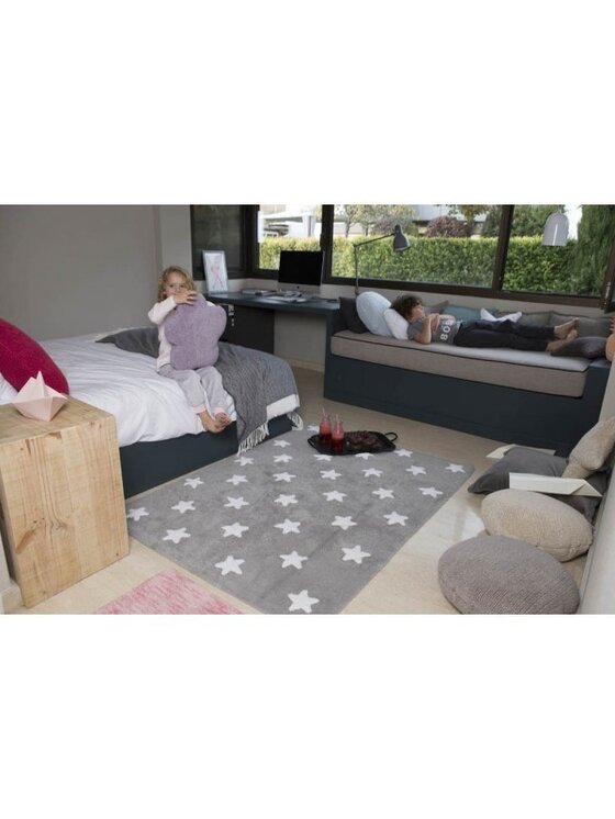 Lorena Canals Lorena Canals Dywan dziecięcy Dywan Bawełniany Grey Stars White 120x160 cm Szary