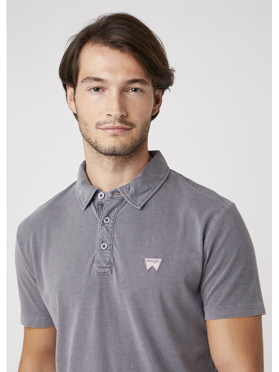 Wrangler Wrangler T-Shirt SS GD POLO Szary Regular Fit