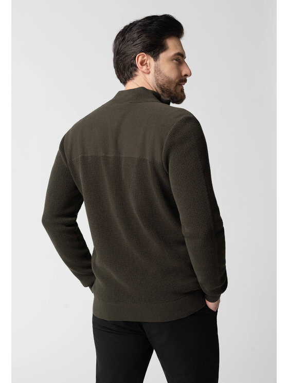 Volcano Volcano Sweter S-TAU Zielony Regular Fit