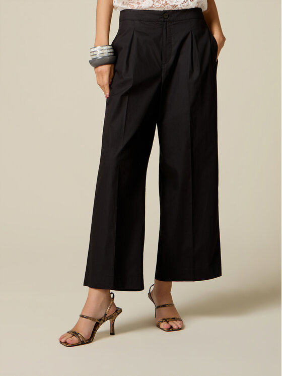 Oltre Oltre Spodnie materiałowe P023R008886N033 Czarny Baggy Fit