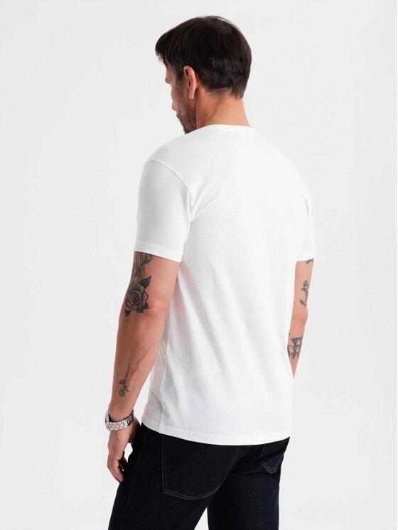 Ombre Ombre T-Shirt OM-TSBS-0237 Biały Regular Fit