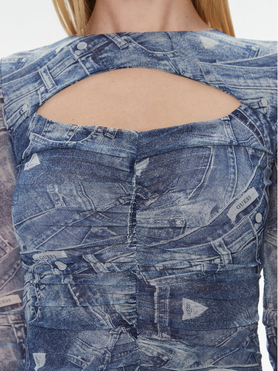 Guess Guess Halenka Ls Cut-Out Brienna T W4RP11 KBAH2 Modrá Slim Fit