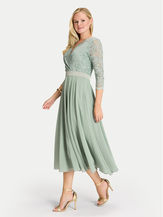 Swing Swing Коктейлна рокля 5AE29100 Зелен Regular Fit