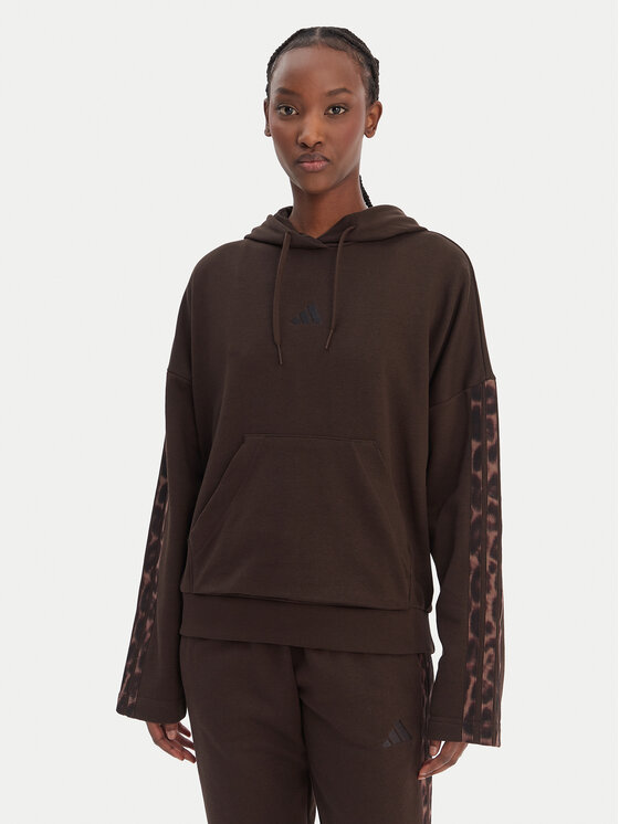 adidas adidas Суитшърт Seasonal Essentials Leopard Print KA4683 Кафяв Loose Fit