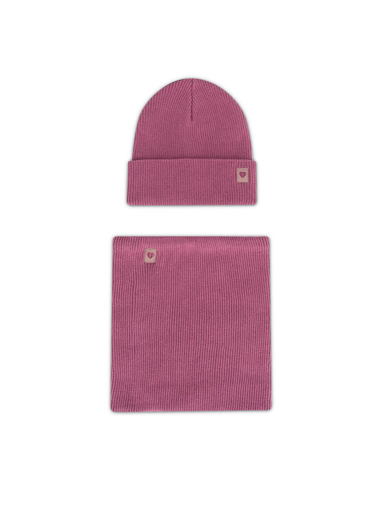 Nelli Blu Set căciulă și fular tip guler 7KF-002-AW24 Roz