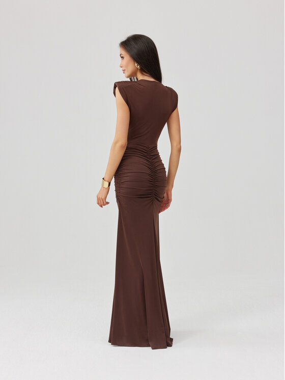 Roco Fashion Roco Fashion Sukienka wieczorowa Noelia Brązowy Slim Fit