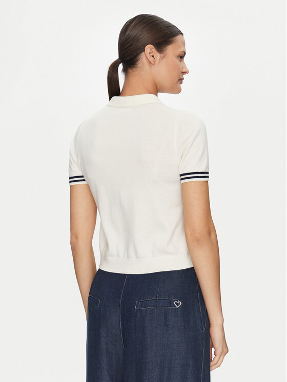 Guess Jeans Guess Jeans Тениска с яка и копчета W5GR03 Z3HO2 Кремав Regular Fit