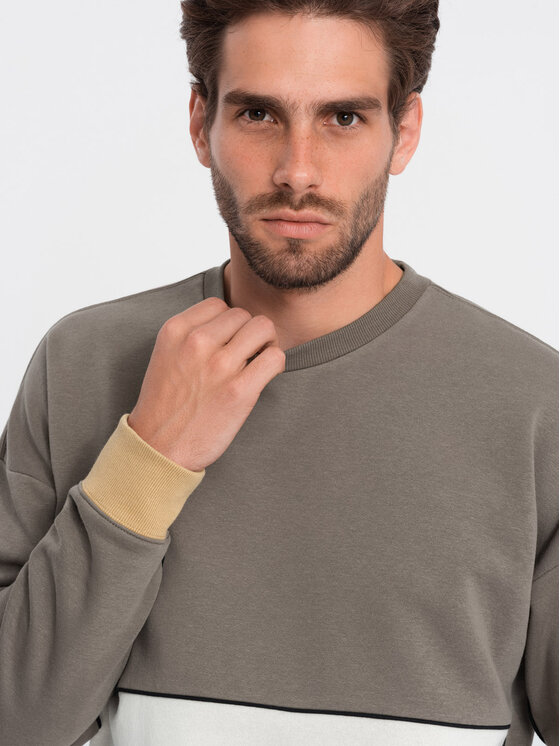 Ombre Ombre Mikina OM-SSNZ-0130 Khaki Oversize