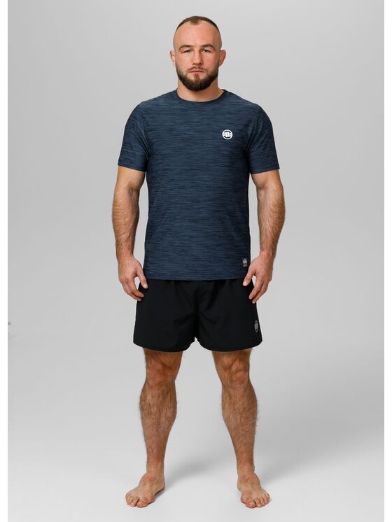 PITBULL PITBULL T-Shirt Casual Sport Small Logo Granatowy Regular Fit