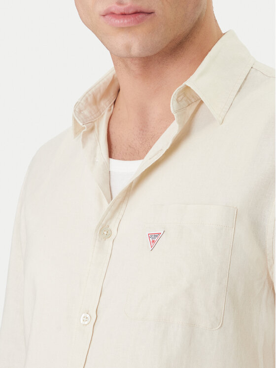Guess Guess Πουκάμισο F6GH06 WG3L0 Μπεζ Regular Fit