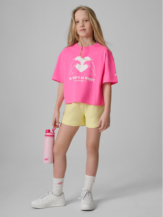 4F 4F T-Shirt POOLSIDE CLUB Różowy Loose Fit
