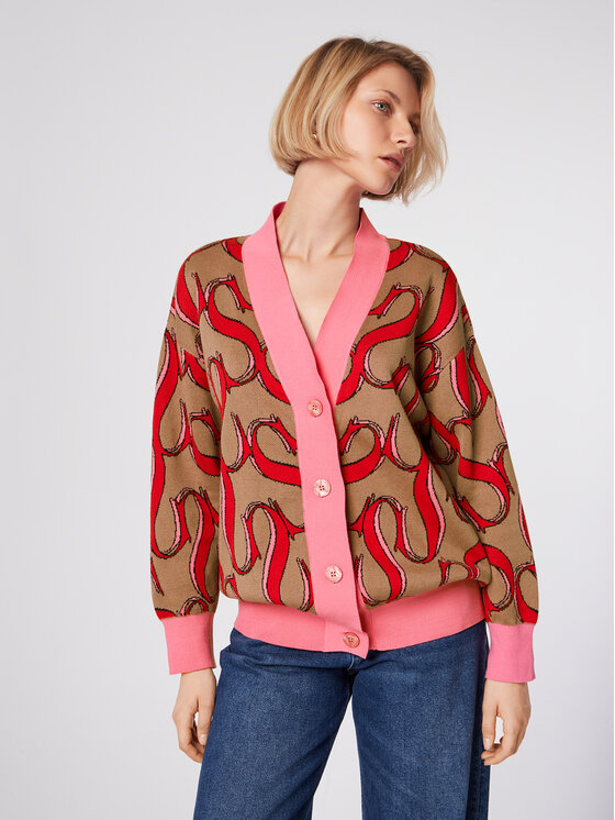 Simple Simple Strickjacke SWD514-02 Braun Relaxed Fit