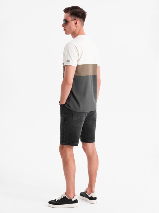 Ombre Ombre Szorty jeansowe OM-SRDS-0192 Czarny Slim Fit
