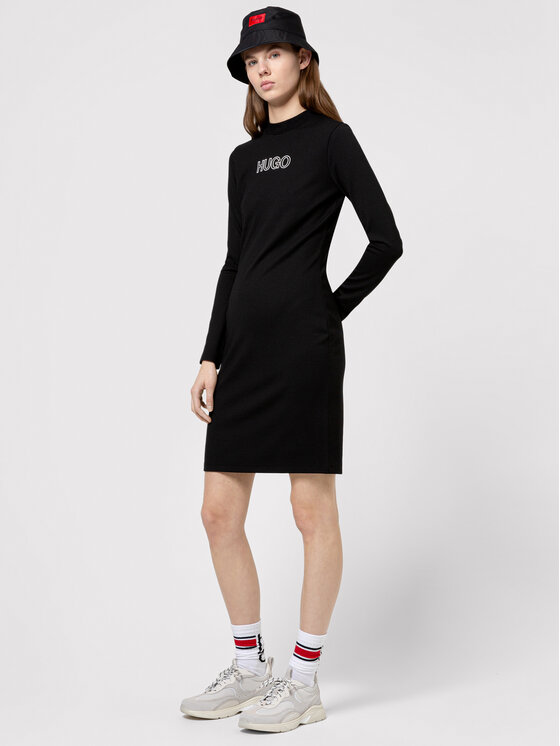 HUGO Hugo Kötött ruha Dassy 50449838 Fekete Slim Fit