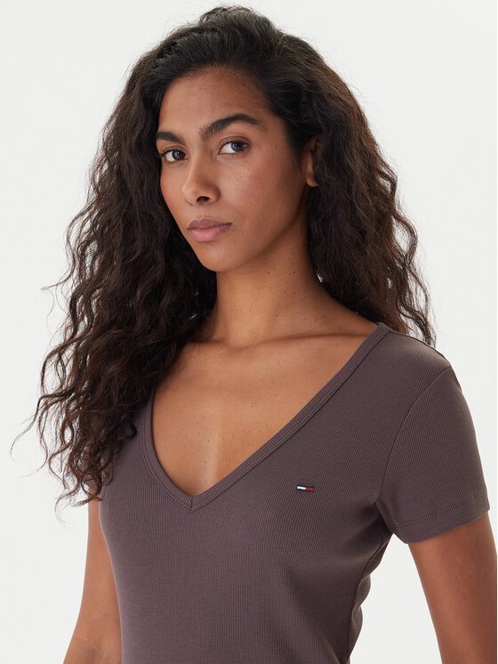 Tommy Jeans Tommy Jeans T-Shirt Essential DW0DW17385 Braun Slim Fit