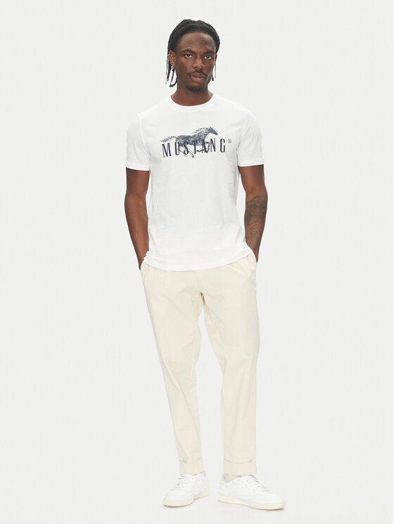 Mustang Mustang T-Shirt Austin 1016492 Biały Regular Fit