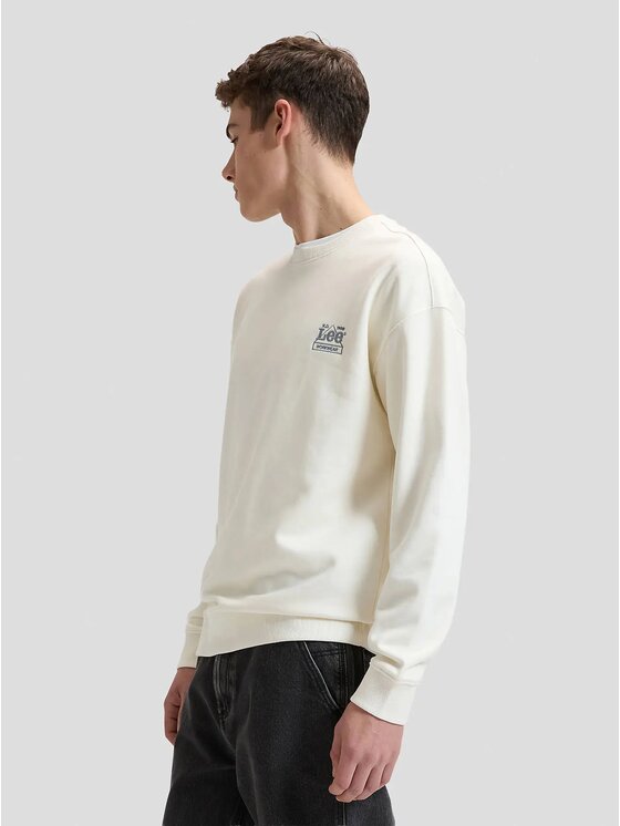 Lee Lee Felpa WORKWEAR ESS CREW Bianco Relaxed Fit