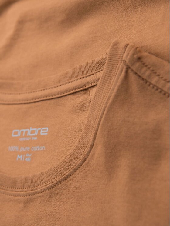 Ombre Ombre T-Shirt OM-TSBS-0236 Pomarańczowy jasny Regular Fit