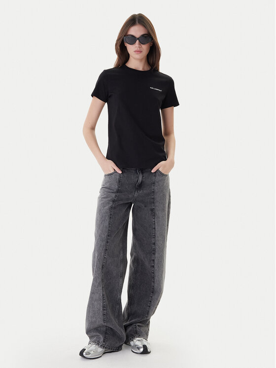 KARL LAGERFELD KARL LAGERFELD T-shirt A1W17019 Crna Regular Fit
