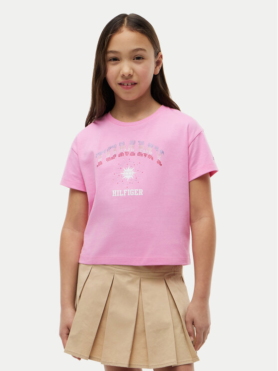 Tommy Hilfiger Tricou Sun Rhinestone KG0KG09458 Roz Regular Fit