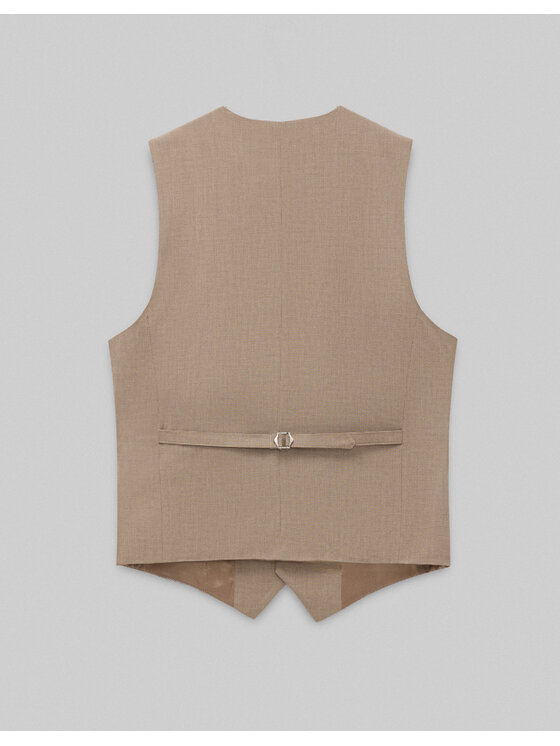 Borgio Borgio Kamizelka garniturowa kamizelka_raiano_br Brązowy Slim Fit