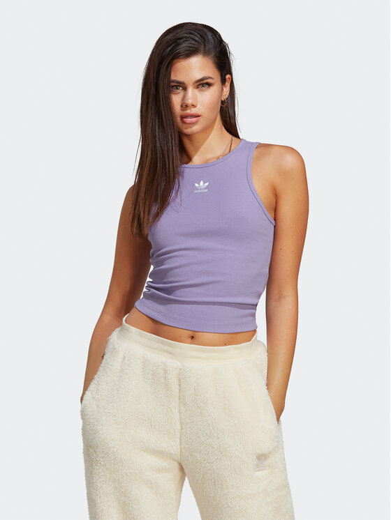 adidas T Shirt Adicolor Essentials Rib Tank Top IB9112 Fioletowy Slim Fit Modivo.pl