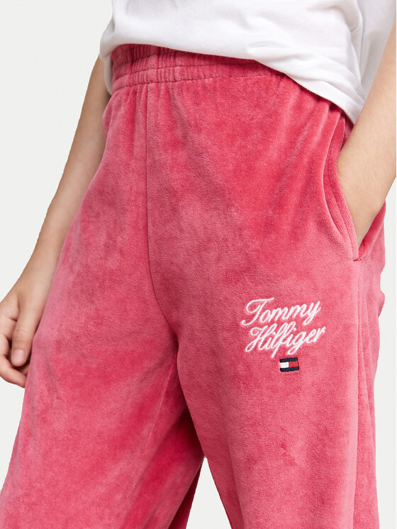 Tommy Hilfiger Tommy Hilfiger Pantaloni da tuta Script Velour KG0KG08221 Rosa Regular Fit