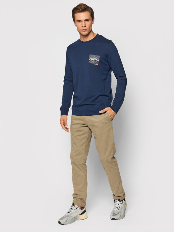 Longsleeve Swirl 12193659 Blu scuro Regular Fit