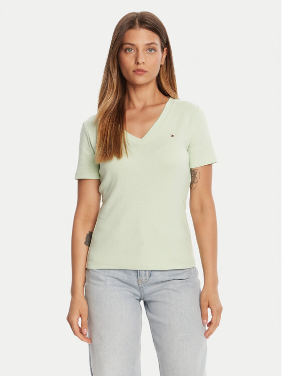 Tommy Hilfiger Tommy Hilfiger Marškinėliai New Cody WW0WW40584 Žalia Slim Fit