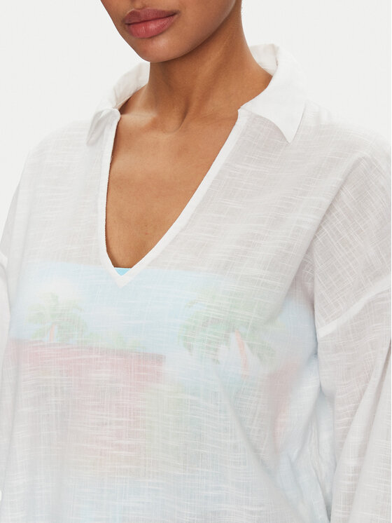 Seafolly Seafolly Tunika Longline 55434-TO Biela Relaxed Fit