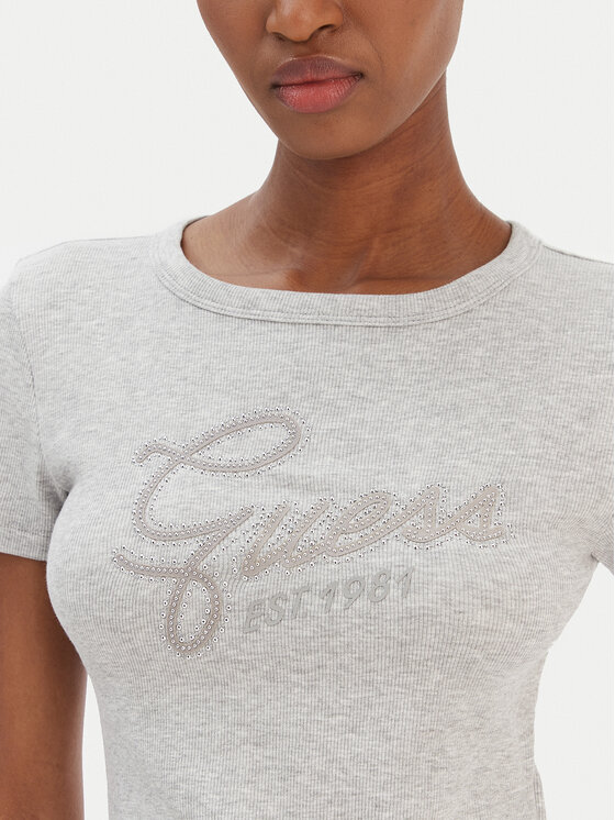 Guess Guess Tričko W6RI22 KA0H1 Sivá Slim Fit