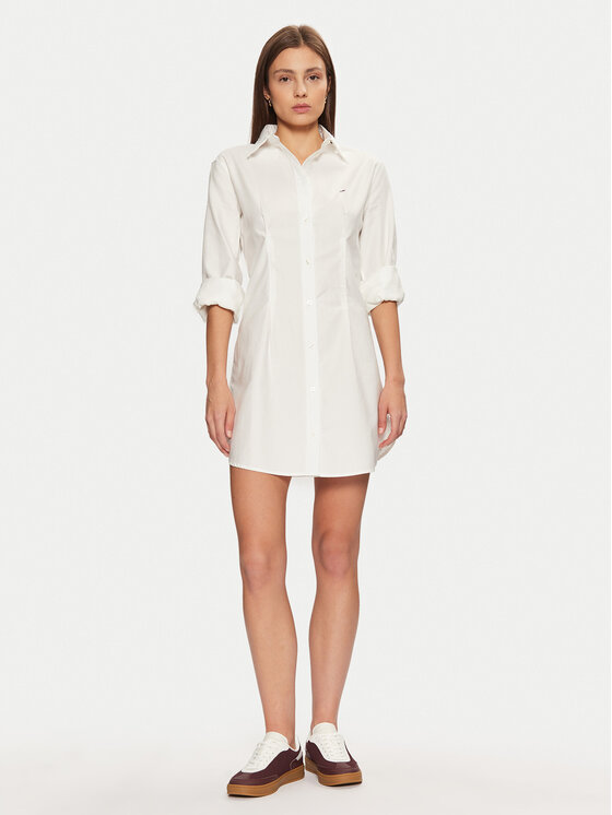 Tommy Jeans Tommy Jeans Rochie tip cămașă DW0DW20471 Alb Regular Fit