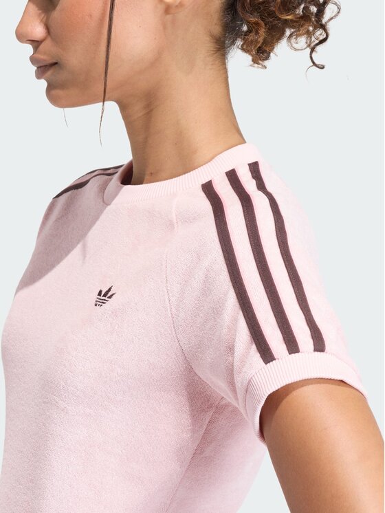 adidas adidas T-Shirt TERRY TOWEL CALI TEE Różowy Slim Fit