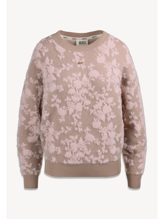 BIZUU BIZUU Kardigan CANELA PRINTED SWEATER Beżowy Standard Fit