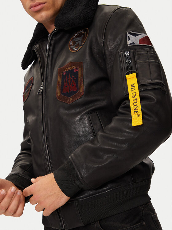 Milestone Milestone Lederjacke Maverick 431041 20860 Schwarz Regular Fit