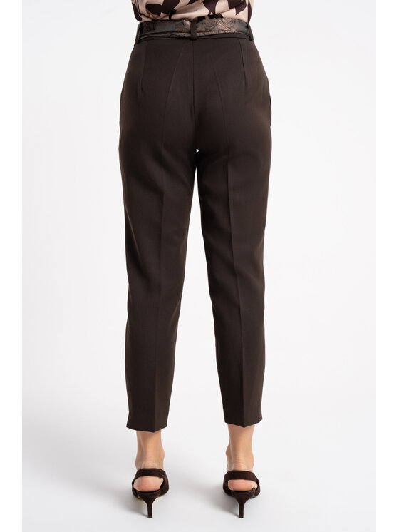CLICK CLICK Spodnie materiałowe 30-361 Brązowy ciemny Tapered Fit