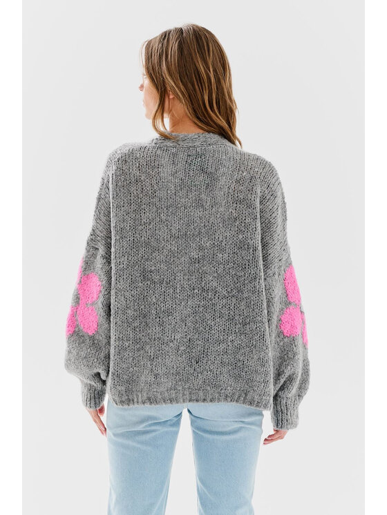 NAOKO NAOKO Kardigan Rethink Pink Šedá Oversize