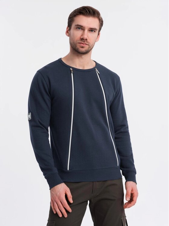 Ombre Ombre Mikina OM-SSNZ-0187 Tmavomodrá Regular Fit