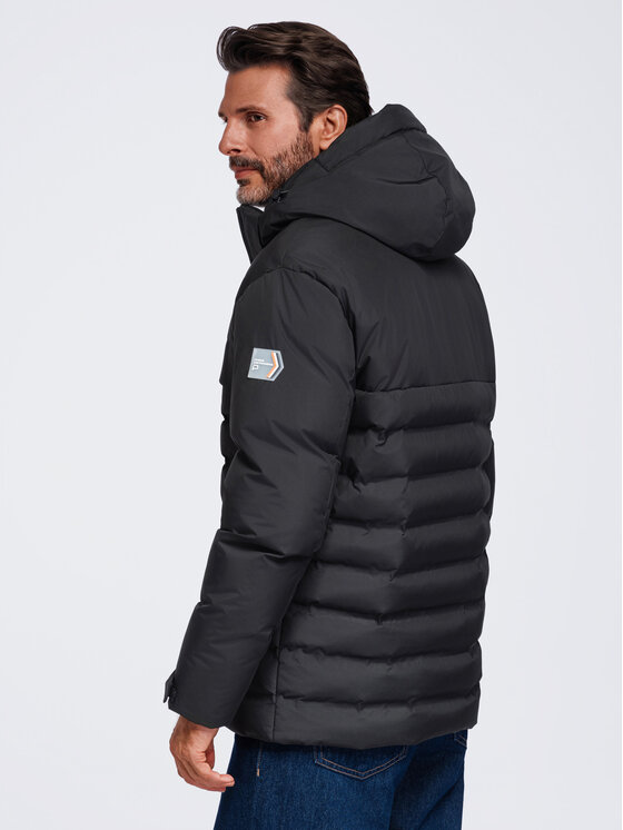 Ombre Ombre Kurtka zimowa OM-JAHP-0305 Czarny Regular Fit