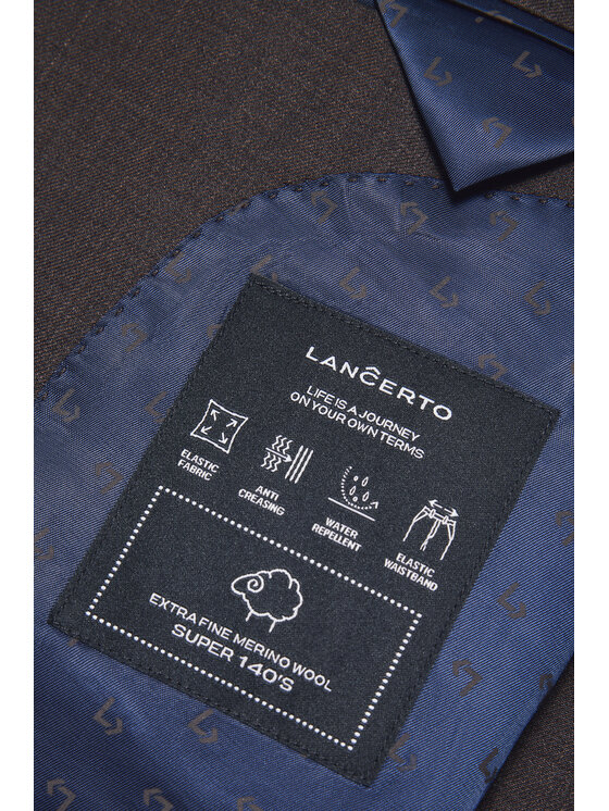 Lancerto Lancerto Garnitur Risano GA073125000024 Brązowy Slim Fit