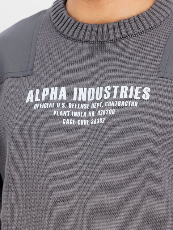 Alpha Industries Alpha Industries Bluza Military Knit Sweatshirt Szary Regular Fit