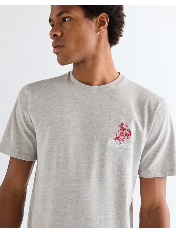 Wrangler Wrangler T-Shirt EMBROIDERY TEE Szary Regular Fit