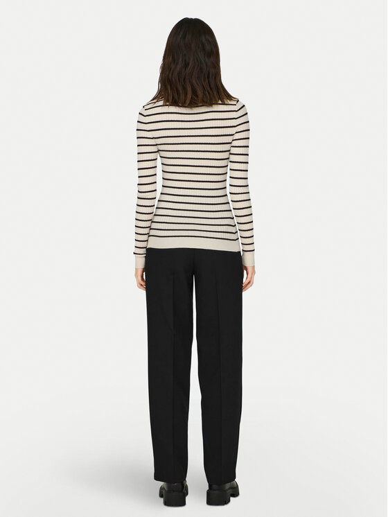 ONLY ONLY Bluză cu gât Karol 15165075 Bej Slim Fit