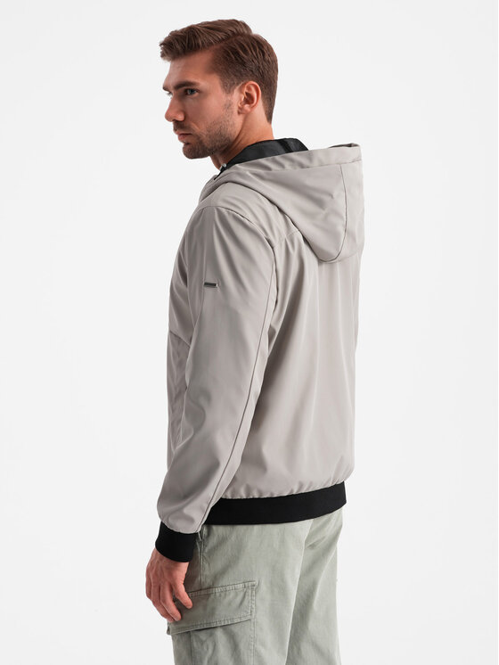 Ombre Ombre Kurtka przejściowa OM-JANP-0149 Szary Regular Fit
